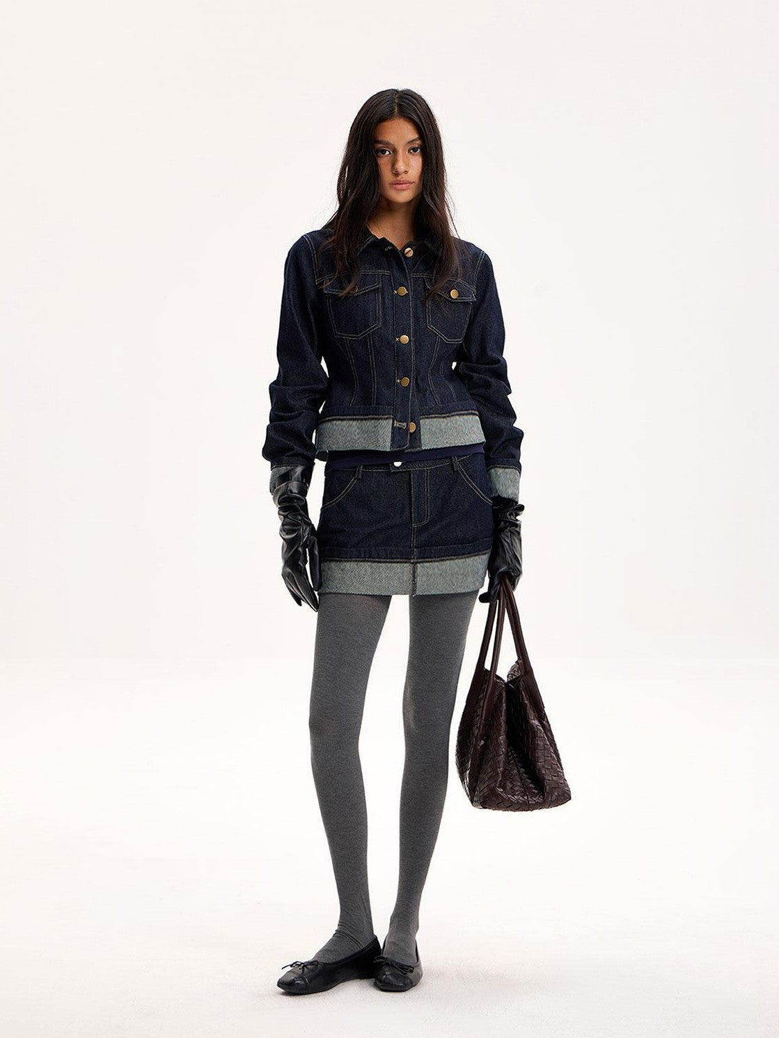 The NeverMore Raw Hem Selvedge Topstitch Straight Shoulder Women&