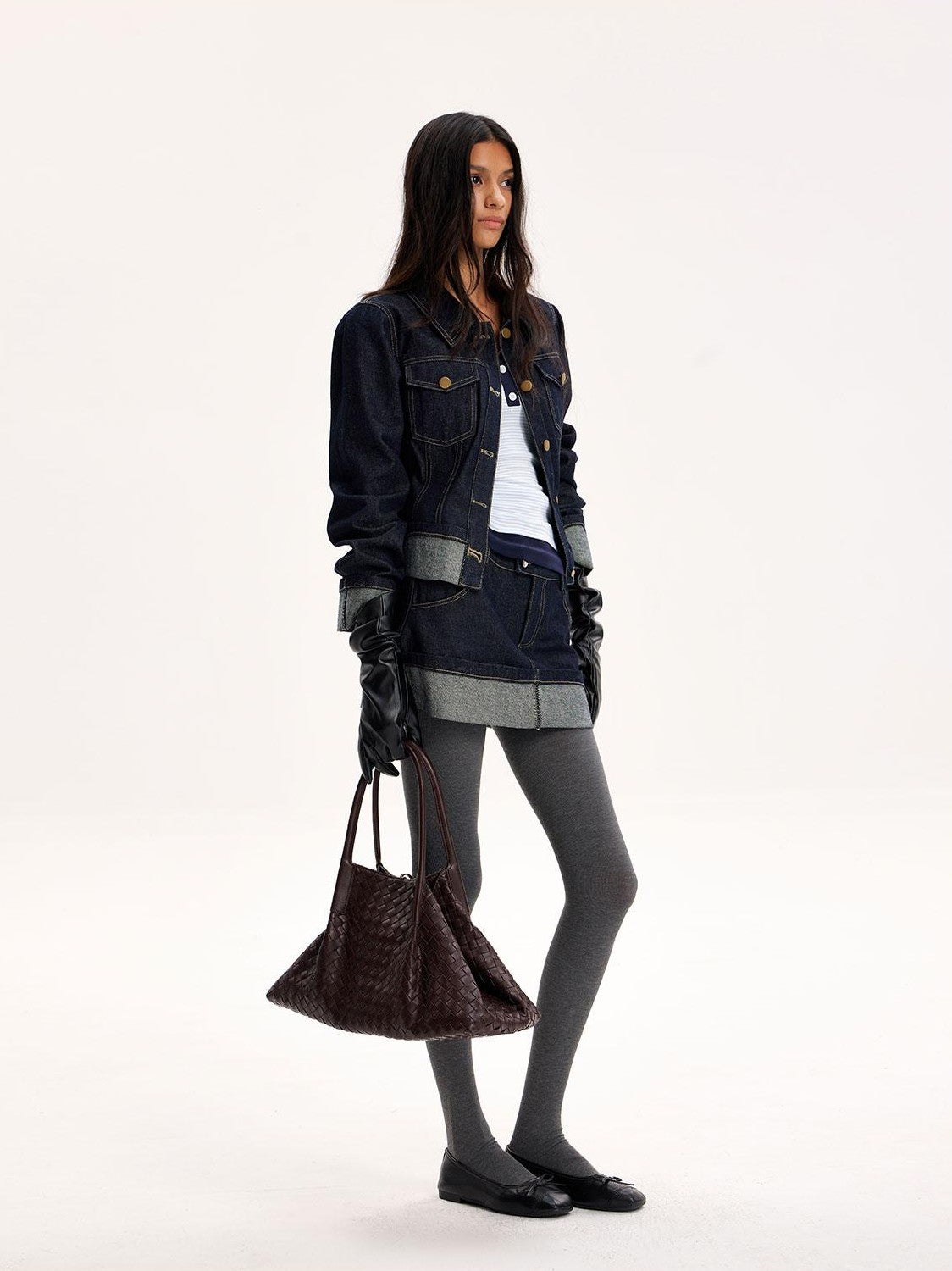 The NeverMore Raw Hem Selvedge Topstitch Straight Shoulder Women&