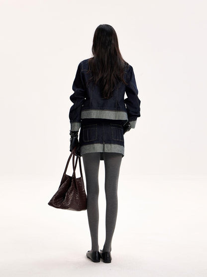 The NeverMore Raw Hem Selvedge Topstitch Straight Shoulder Women&