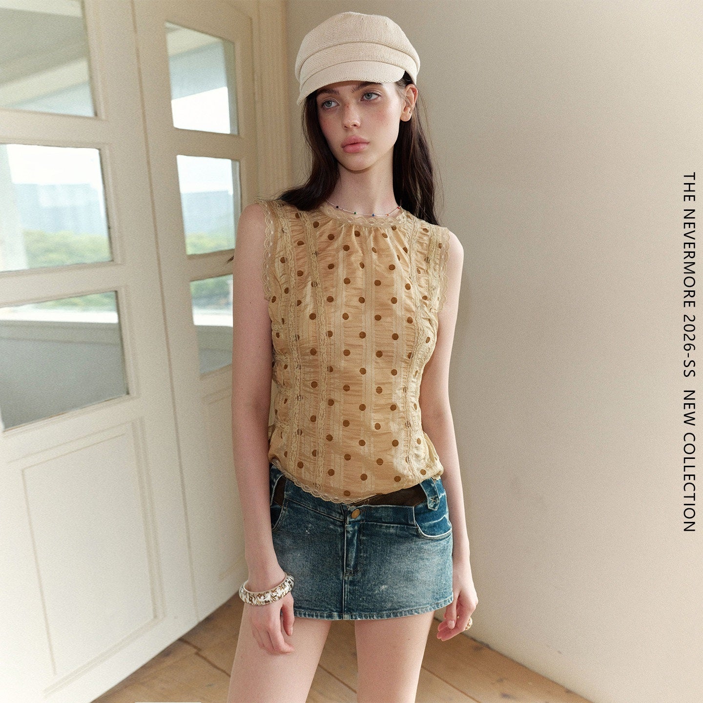 The_NeverMore_Retro_Polka_Dot_Reversible_Slim_Fit_Short_Round_Neck_Women&