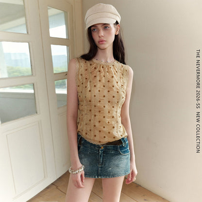 The_NeverMore_Retro_Polka_Dot_Reversible_Slim_Fit_Short_Round_Neck_Women&