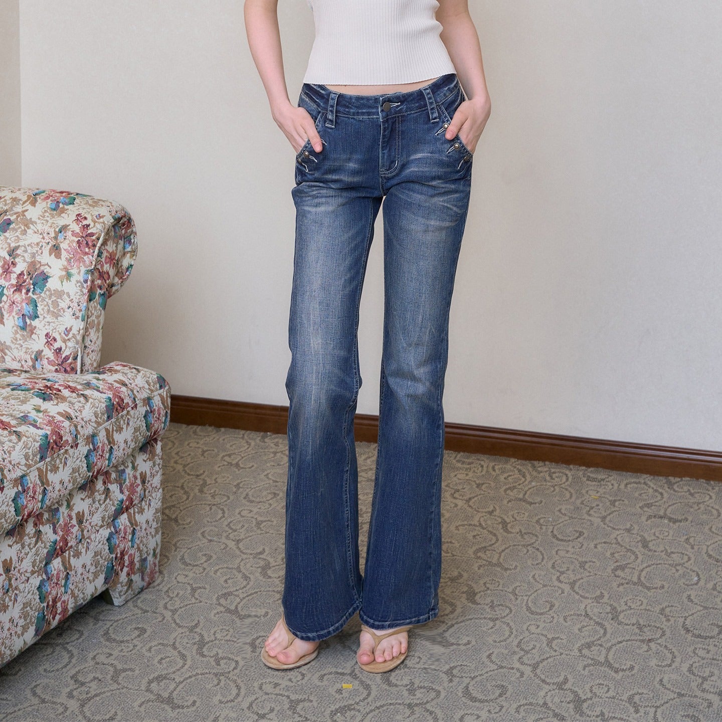 The_NeverMore_Retro_Studded_Slim_Micro_Flare_Women&