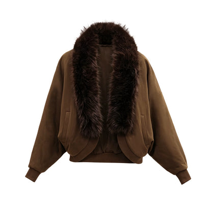 The_NeverMore_Reversible_Faux_Fur_Trim_Cropped_Cardigan_High_Waist_Flared_Pants_Women&