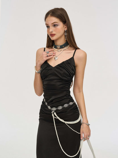 The NeverMore Rose Red Pleated High Waist A Line Women&