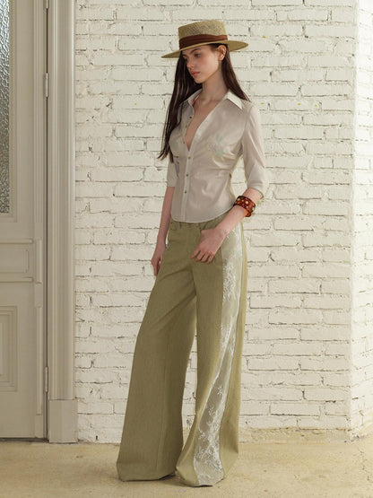 The NeverMore Sheer Vintage Utility Cinched Waist Mid Sleeve Women&