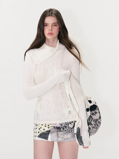 The NeverMore Sparkle Sequin Knit Collared Slim Fit Women&