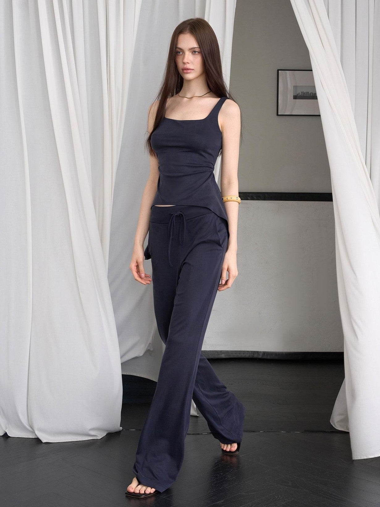 The NeverMore Sporty Yoga Cami Short Top Skirt And Long Pants Women&
