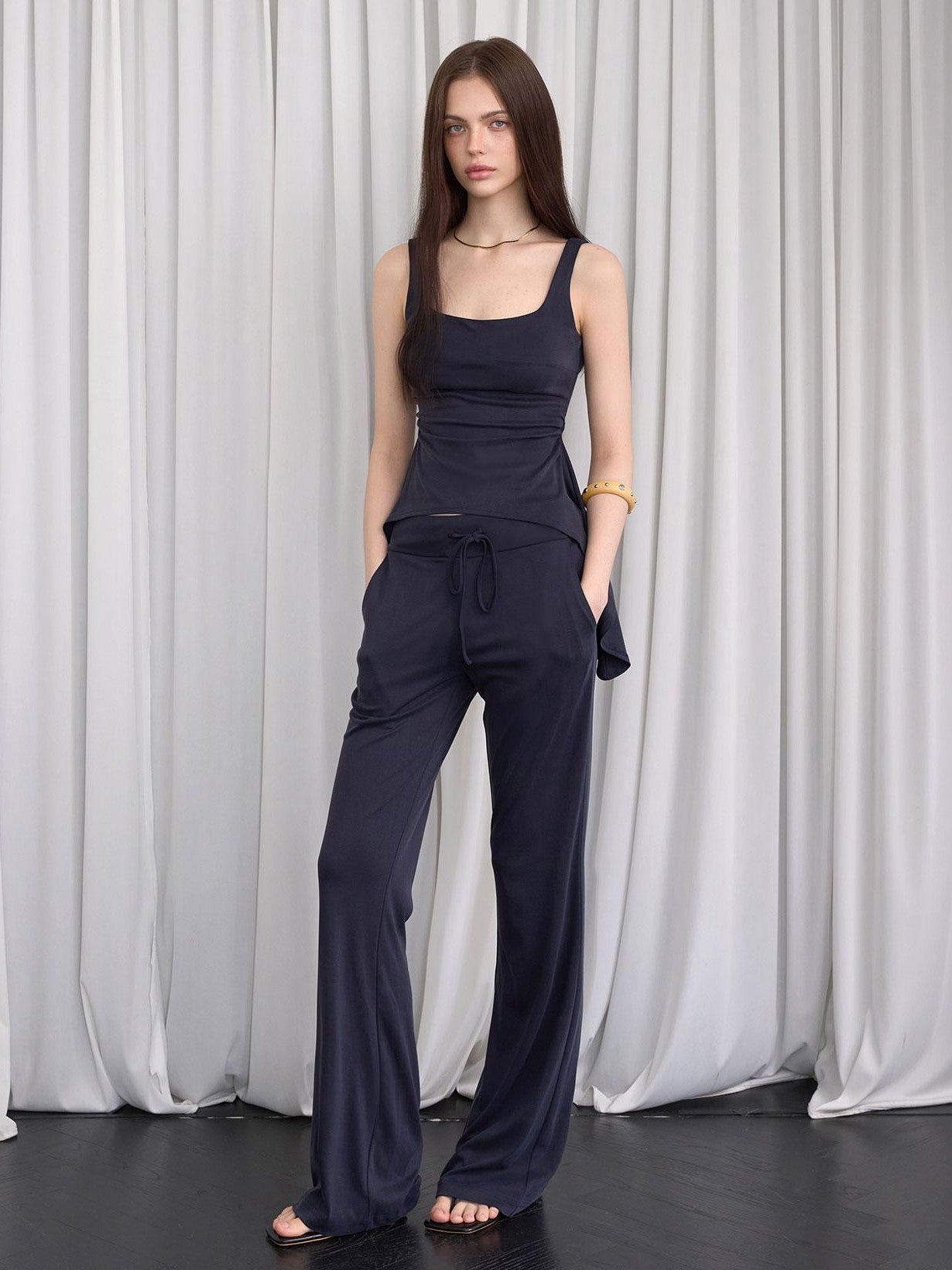The NeverMore Sporty Yoga Cami Short Top Skirt And Long Pants Women&
