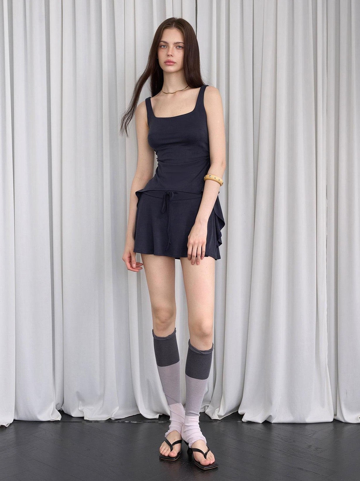 The NeverMore Sporty Yoga Cami Short Top Skirt And Long Pants Women&