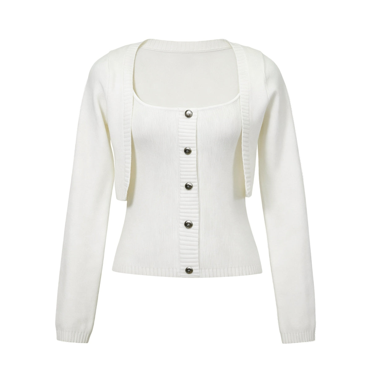 The_NeverMore_Square_Neck_Faux_Layered_Button_Slim_Fit_Cropped_Long_Sleeve_Women&