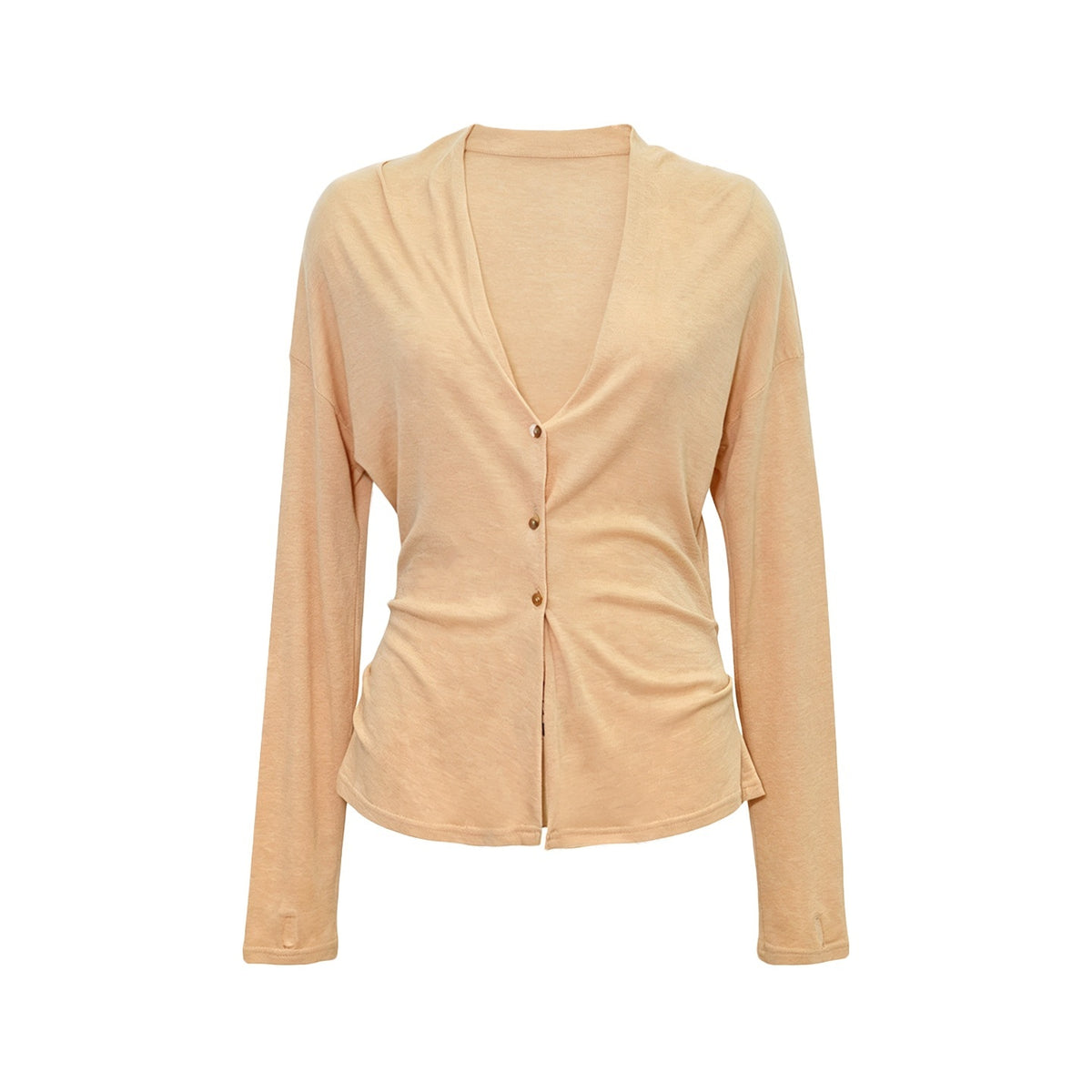 The_NeverMore_V-neck_Lightweight_Loose_Long_Sleeve_Tencel_Wool_Women&