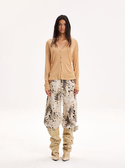 The NeverMore V-neck Lightweight Loose Long Sleeve Tencel Wool Women&
