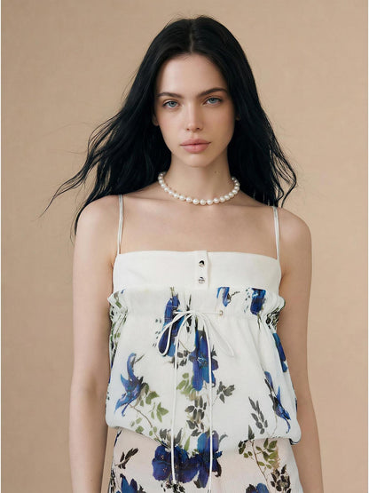 The NeverMore Vintage Floral Print Cami Two Piece Women&