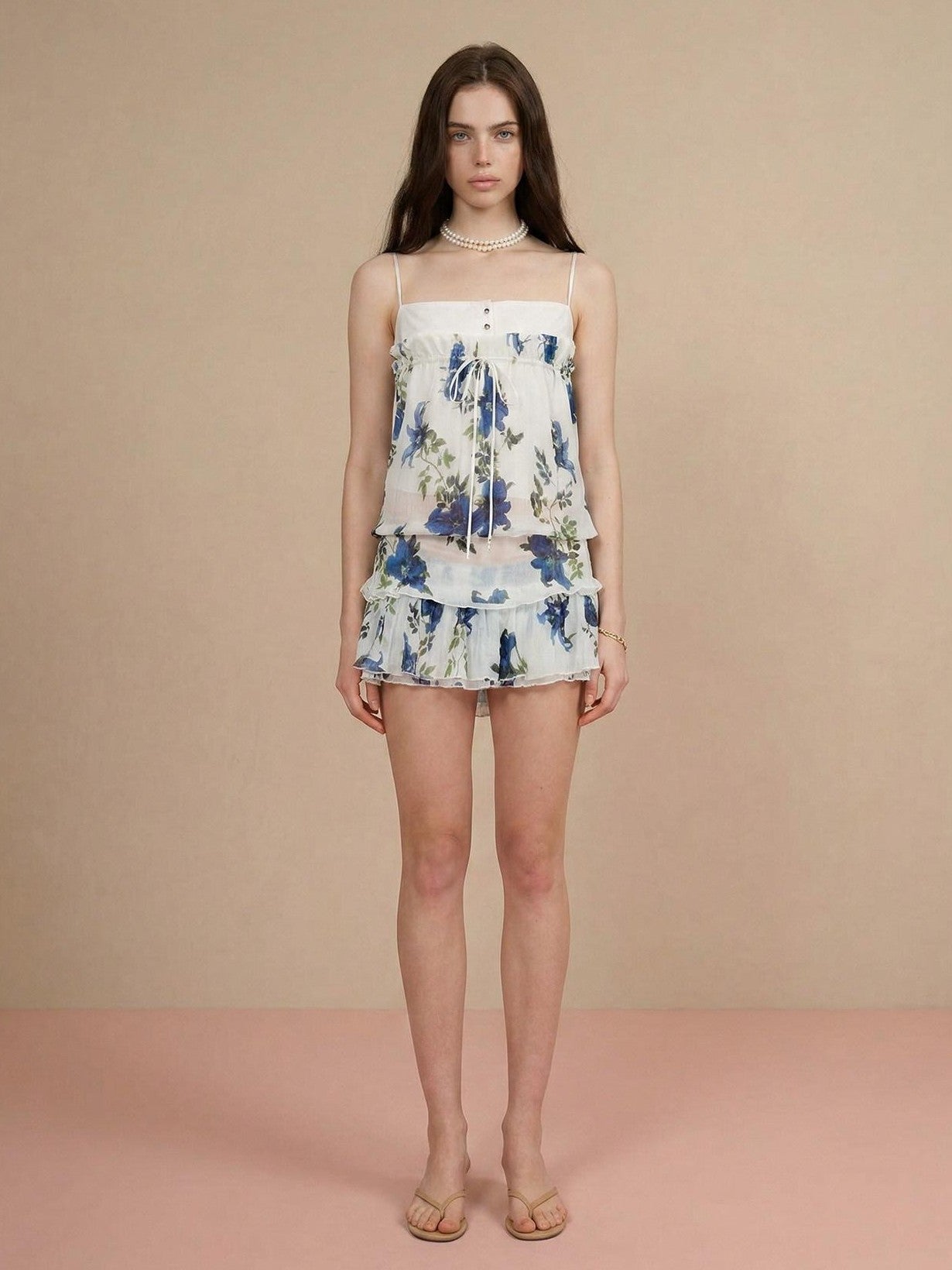 The NeverMore Vintage Floral Print Cami Two Piece Women&