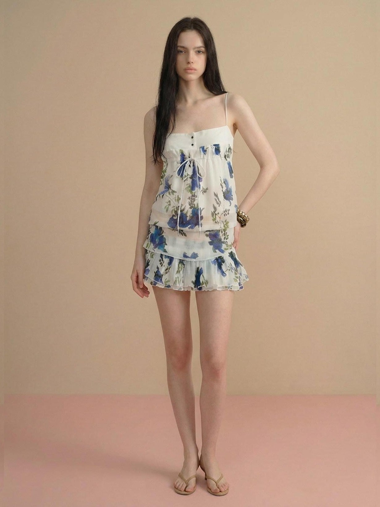 The NeverMore Vintage Floral Print Cami Two Piece Women&