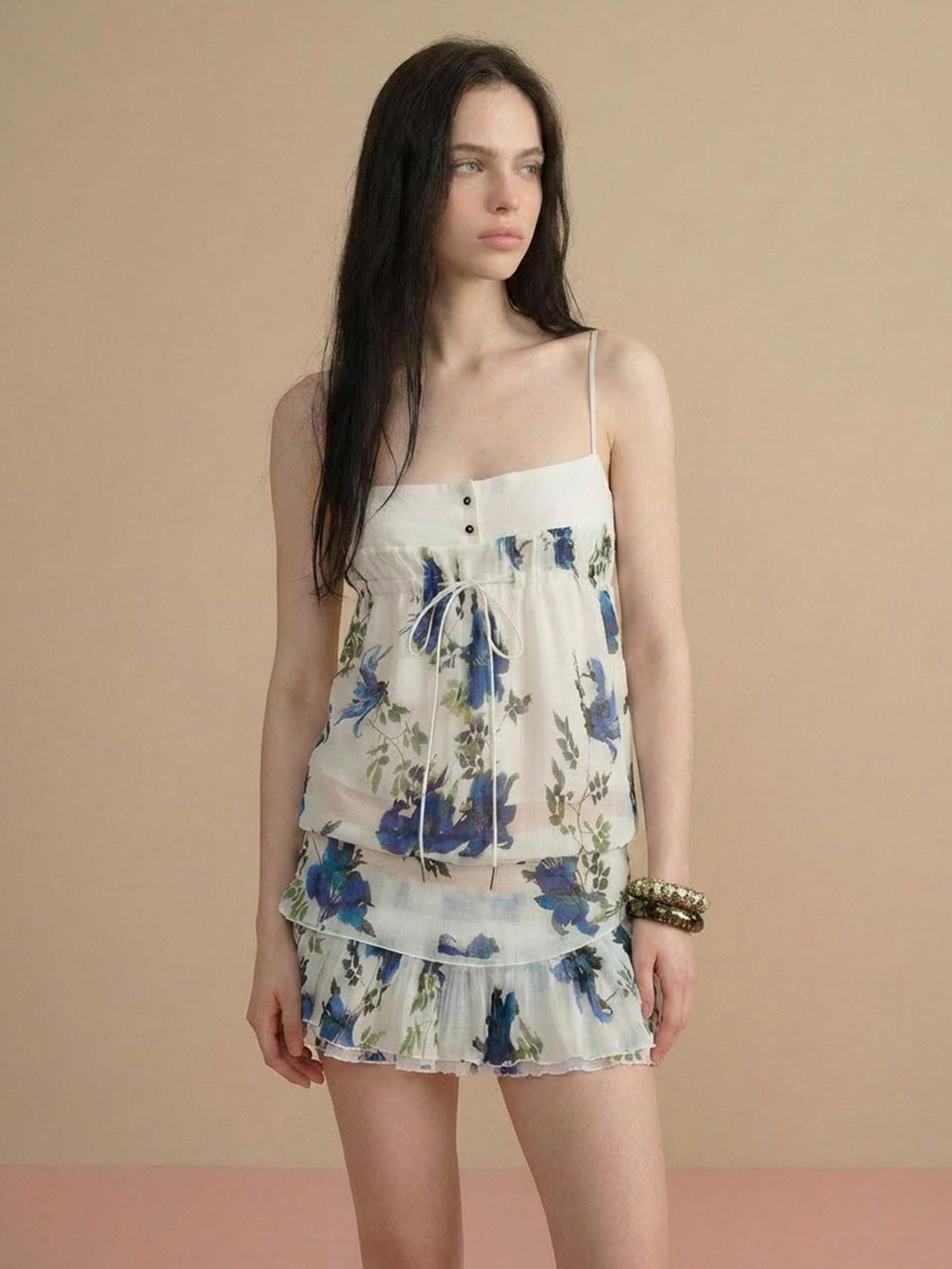 The NeverMore Vintage Floral Print Cami Two Piece Women&