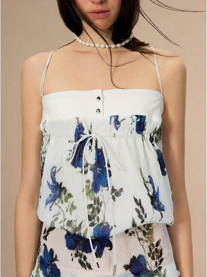 The NeverMore Vintage Floral Print Cami Two Piece Women&
