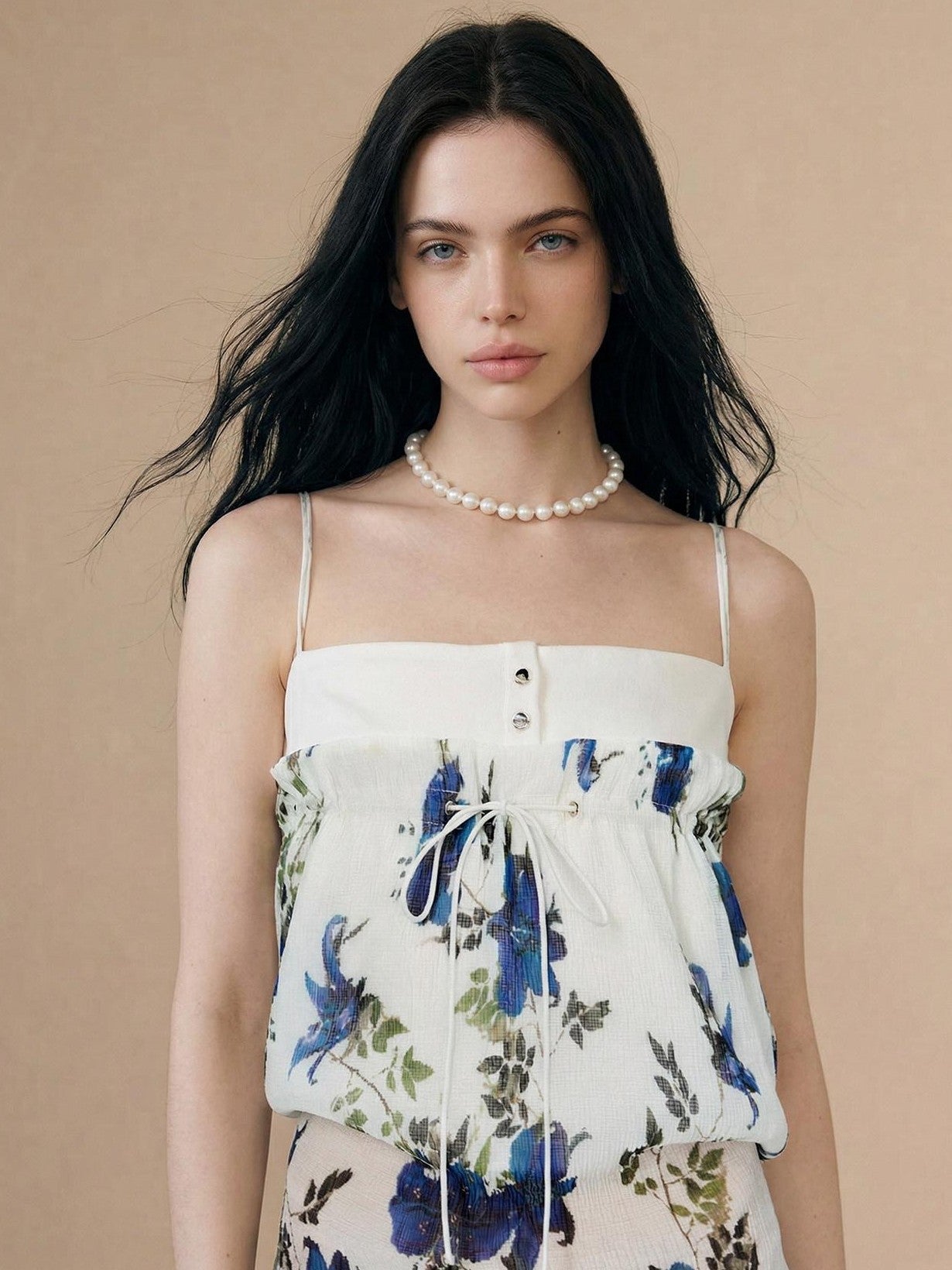 The NeverMore Vintage Floral Print Cami Two Piece Women&