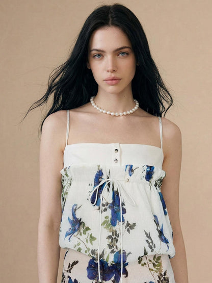 The NeverMore Vintage Floral Print Cami Two Piece Women&