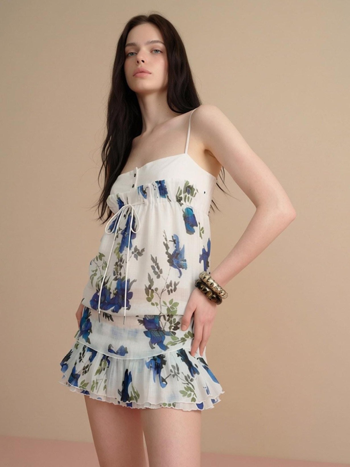 The NeverMore Vintage Floral Print Cami Two Piece Women&