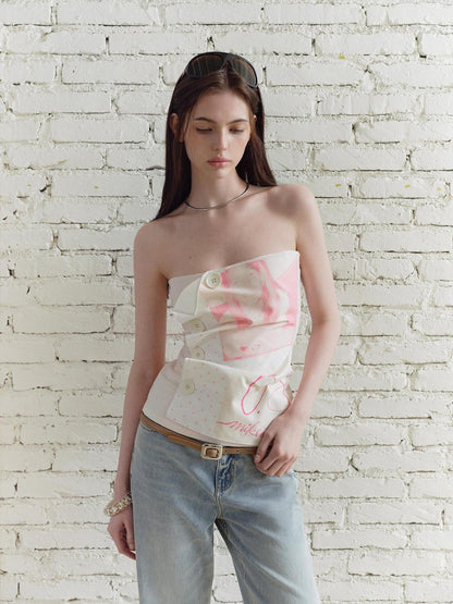 The NeverMore Vintage Print Heavy Crafted 3d Tailored Bustier Women&