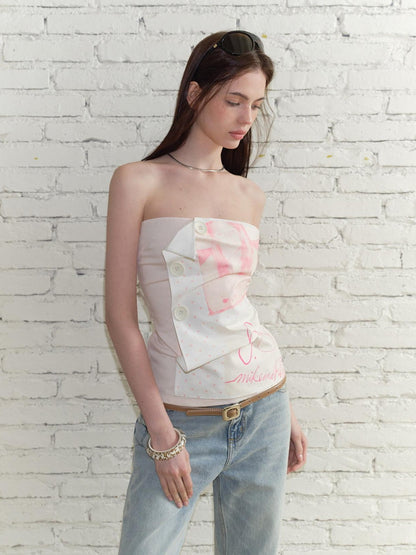 The NeverMore Vintage Print Heavy Crafted 3d Tailored Bustier Women&