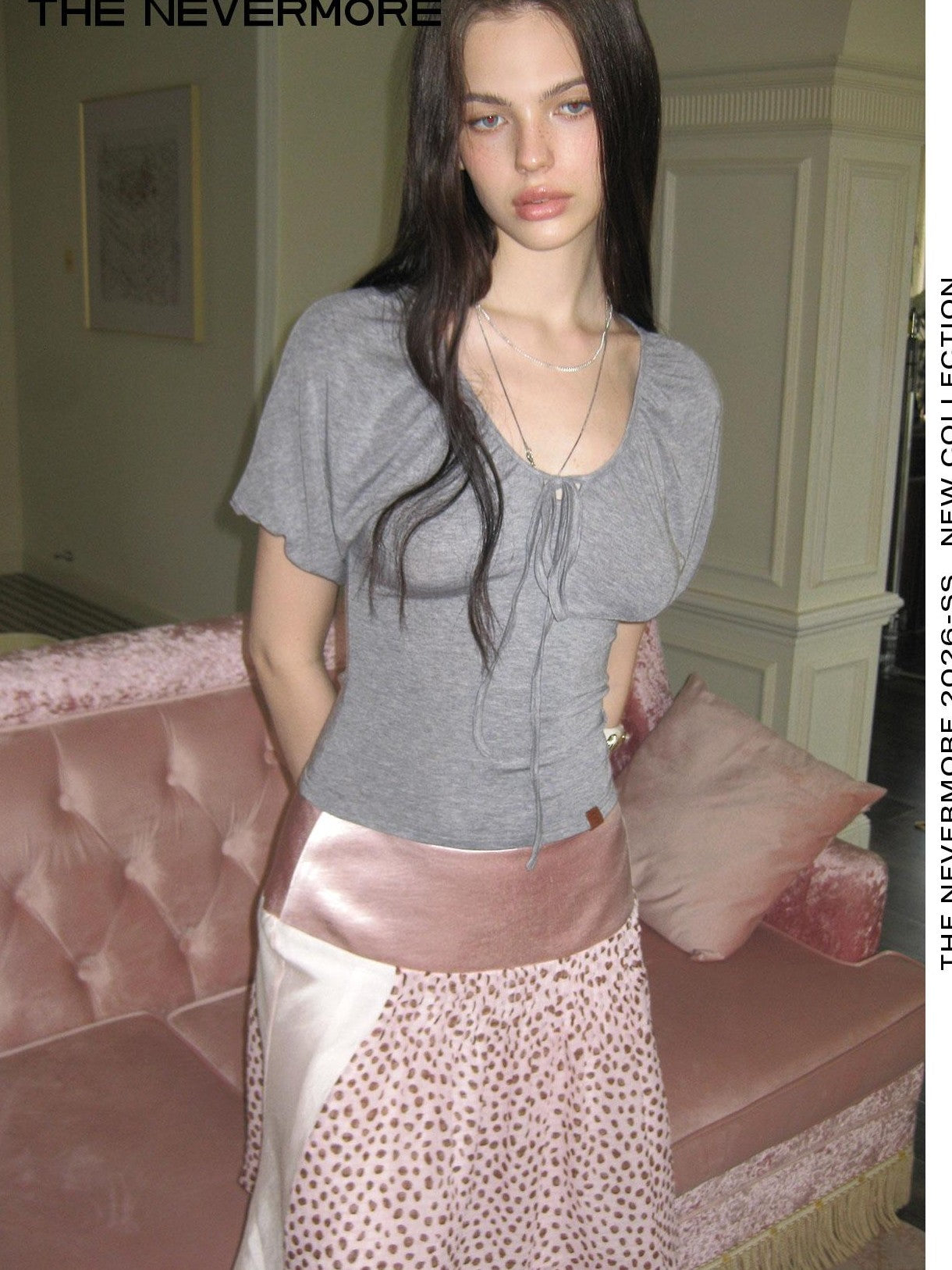 The NeverMore Vintage Puff Sleeve Tie Slim Fit Women&