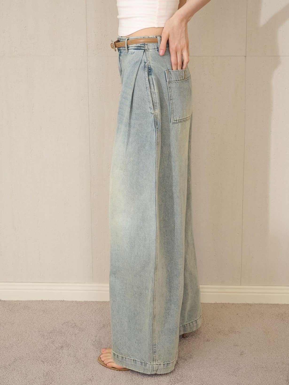 The NeverMore Washed Blue Low Rise Curved Seam Women&