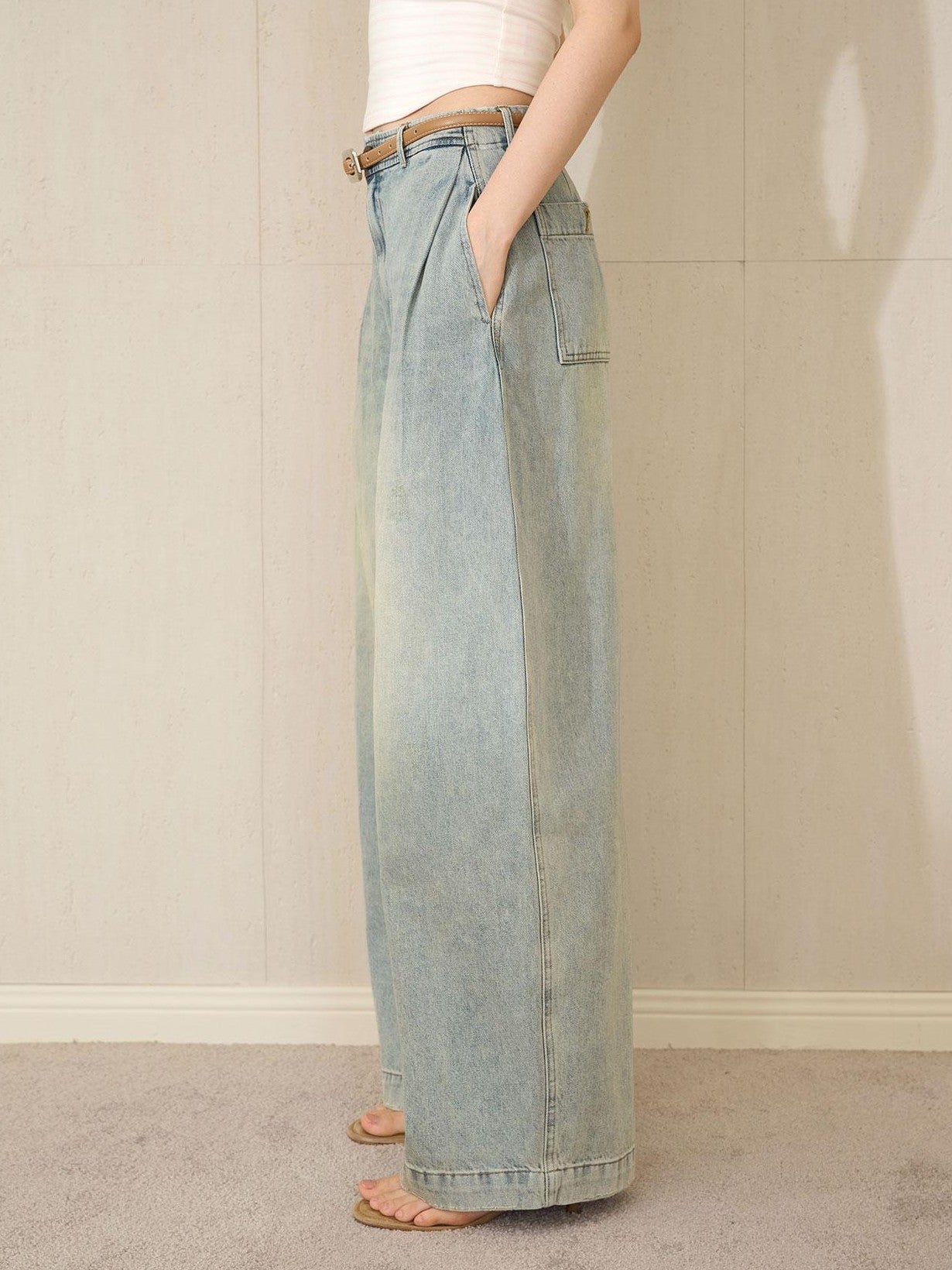 The NeverMore Washed Blue Low Rise Curved Seam Women&