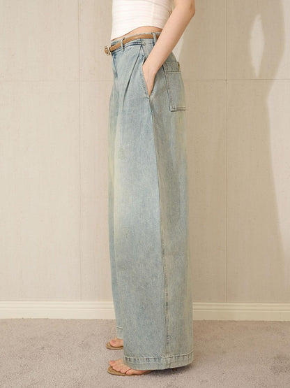 The NeverMore Washed Blue Low Rise Curved Seam Women&