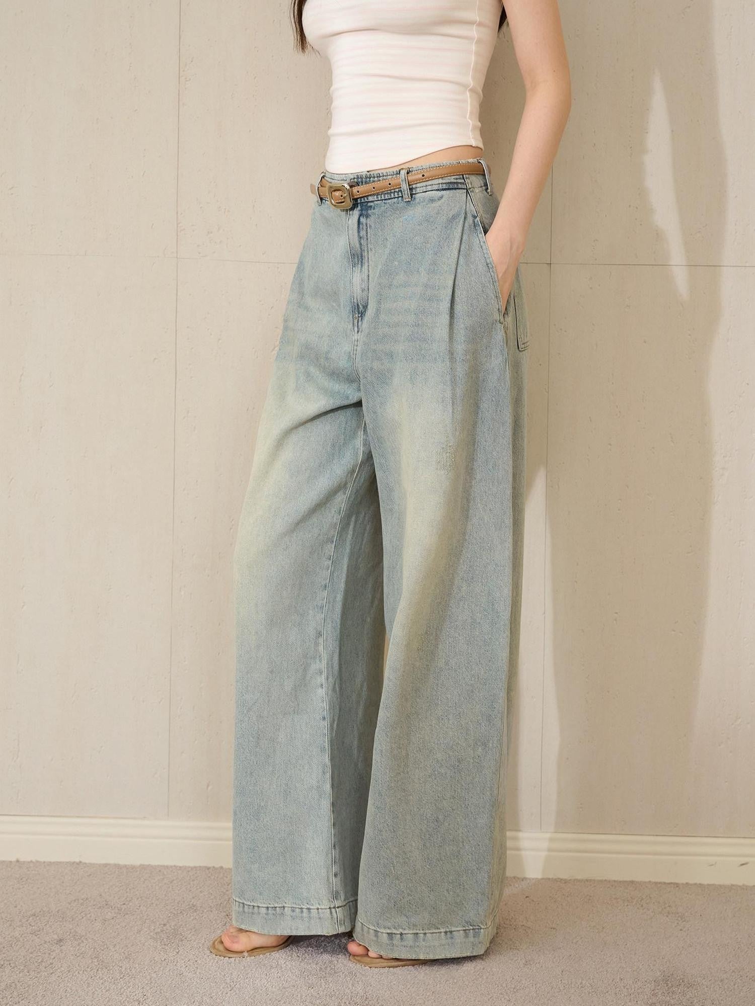 The NeverMore Washed Blue Low Rise Curved Seam Women&
