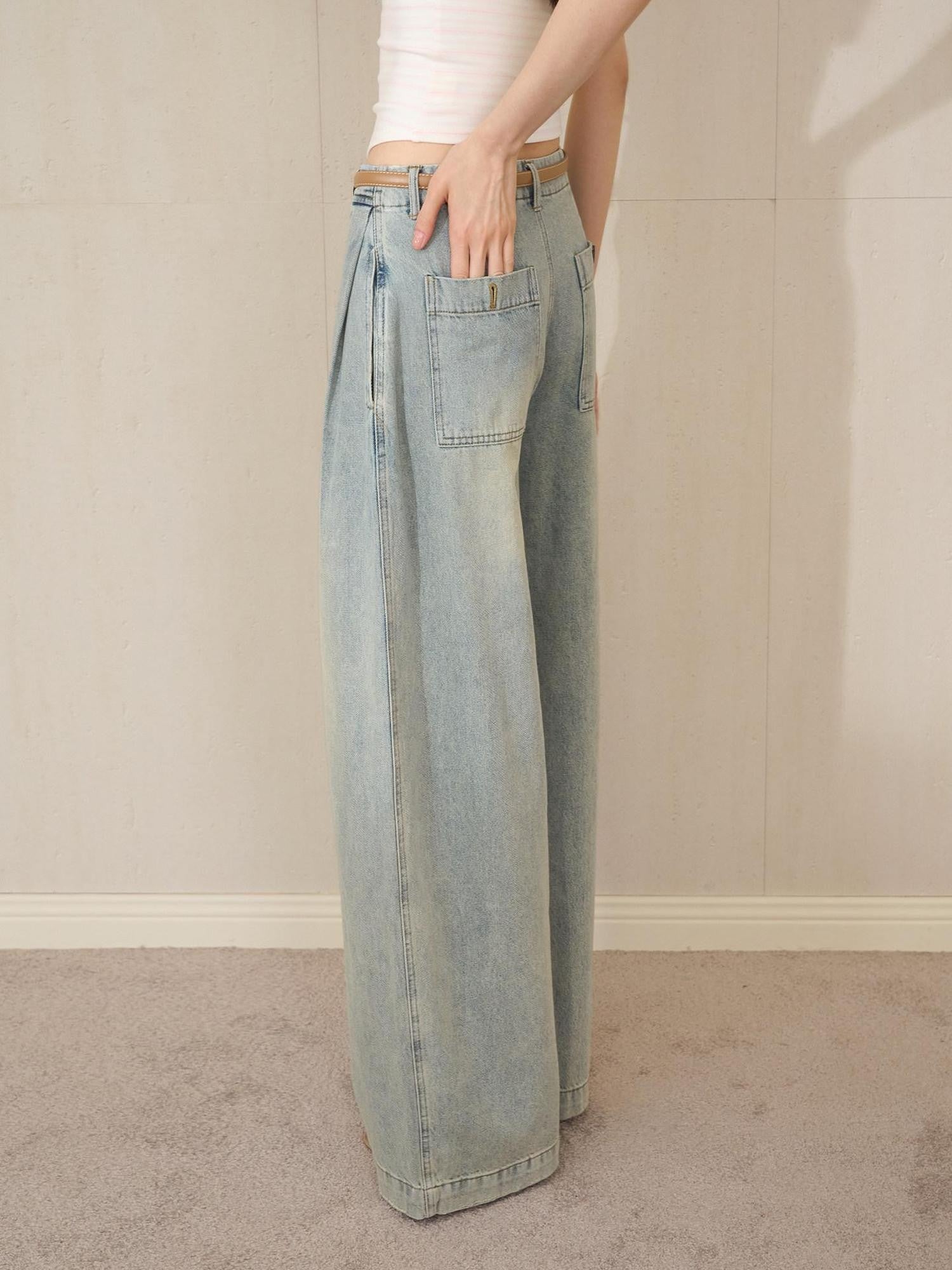 The NeverMore Washed Blue Low Rise Curved Seam Women&
