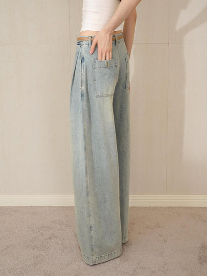 The NeverMore Washed Blue Low Rise Curved Seam Women&