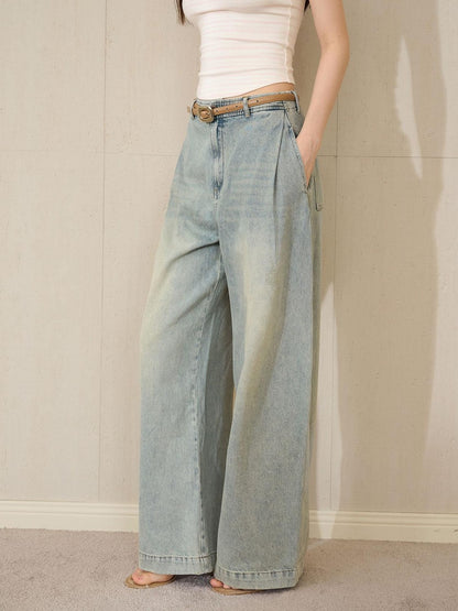 The NeverMore Washed Blue Low Rise Curved Seam Women&