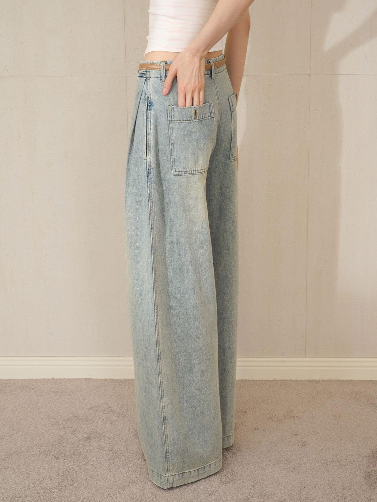 The NeverMore Washed Blue Low Rise Curved Seam Women&