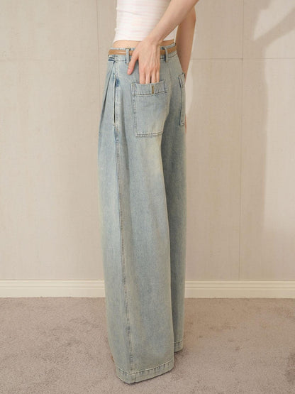 The NeverMore Washed Blue Low Rise Curved Seam Women&