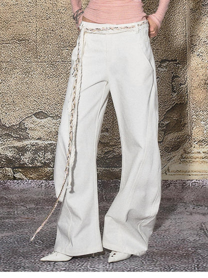 The NeverMore White Distressed Sexy High Street Natural Waist Women&