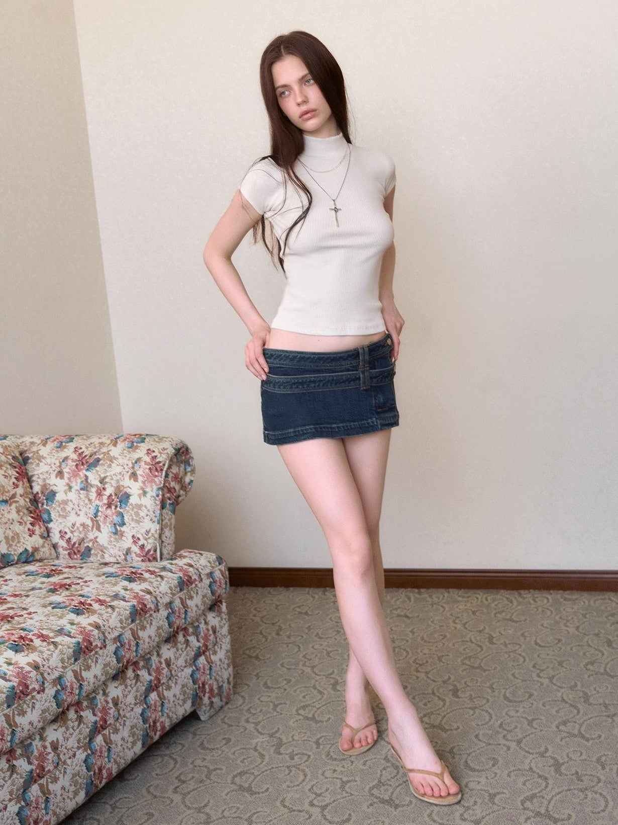 The NeverMore White Mock Neck Knitted Raglan Women&