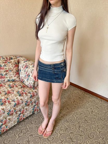 The NeverMore White Mock Neck Knitted Raglan Women&
