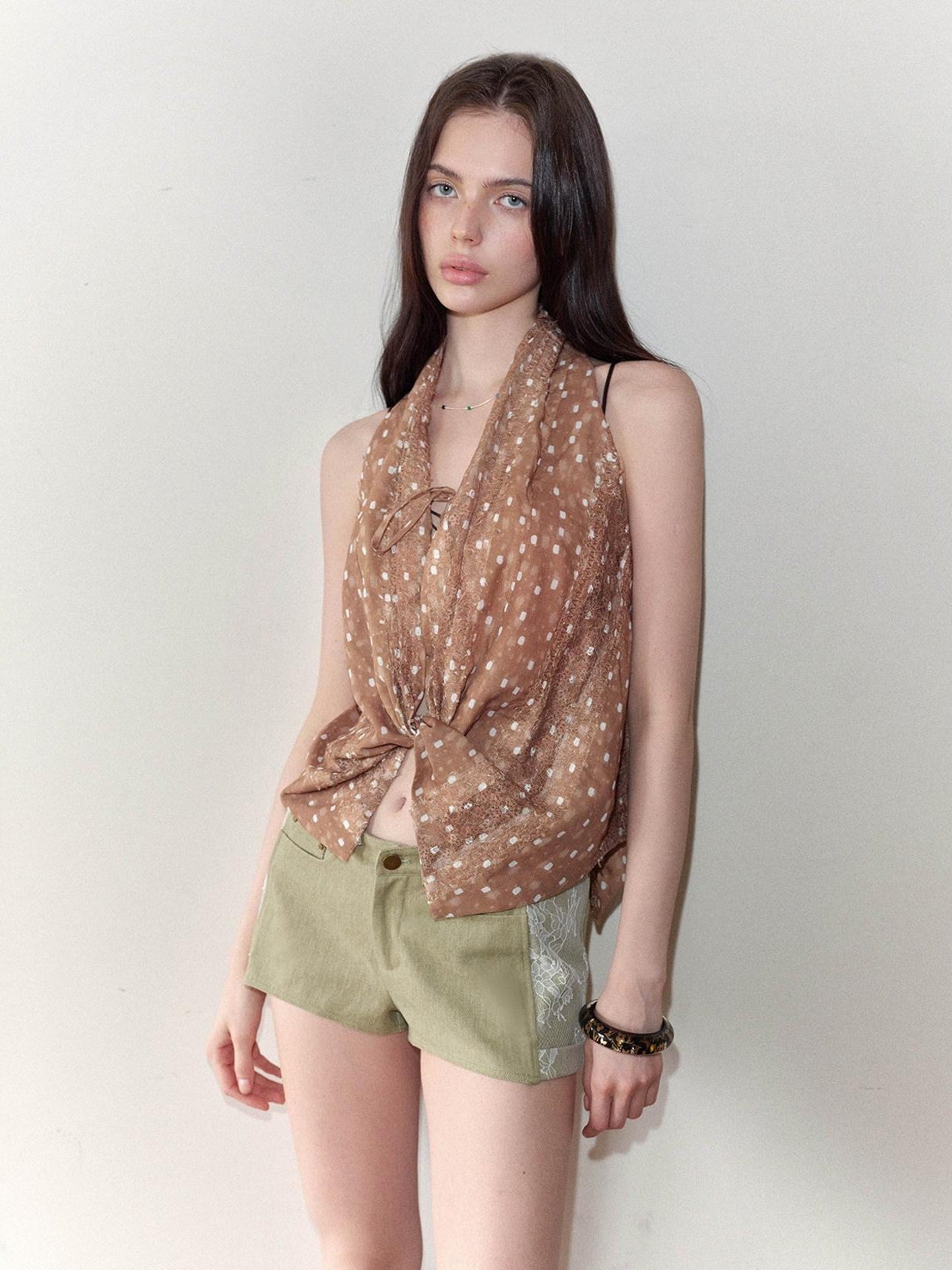 The NeverMore Yesterdays Blue Sky Spliced Lace Slim Fit Women&
