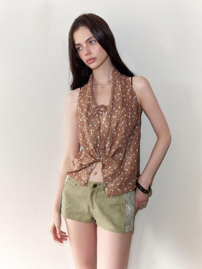 The NeverMore Yesterdays Blue Sky Spliced Lace Slim Fit Women&