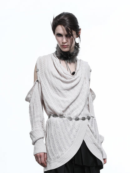 NN NORTH NODE Rayon Cotton Silk Mesh Knit Cardigan