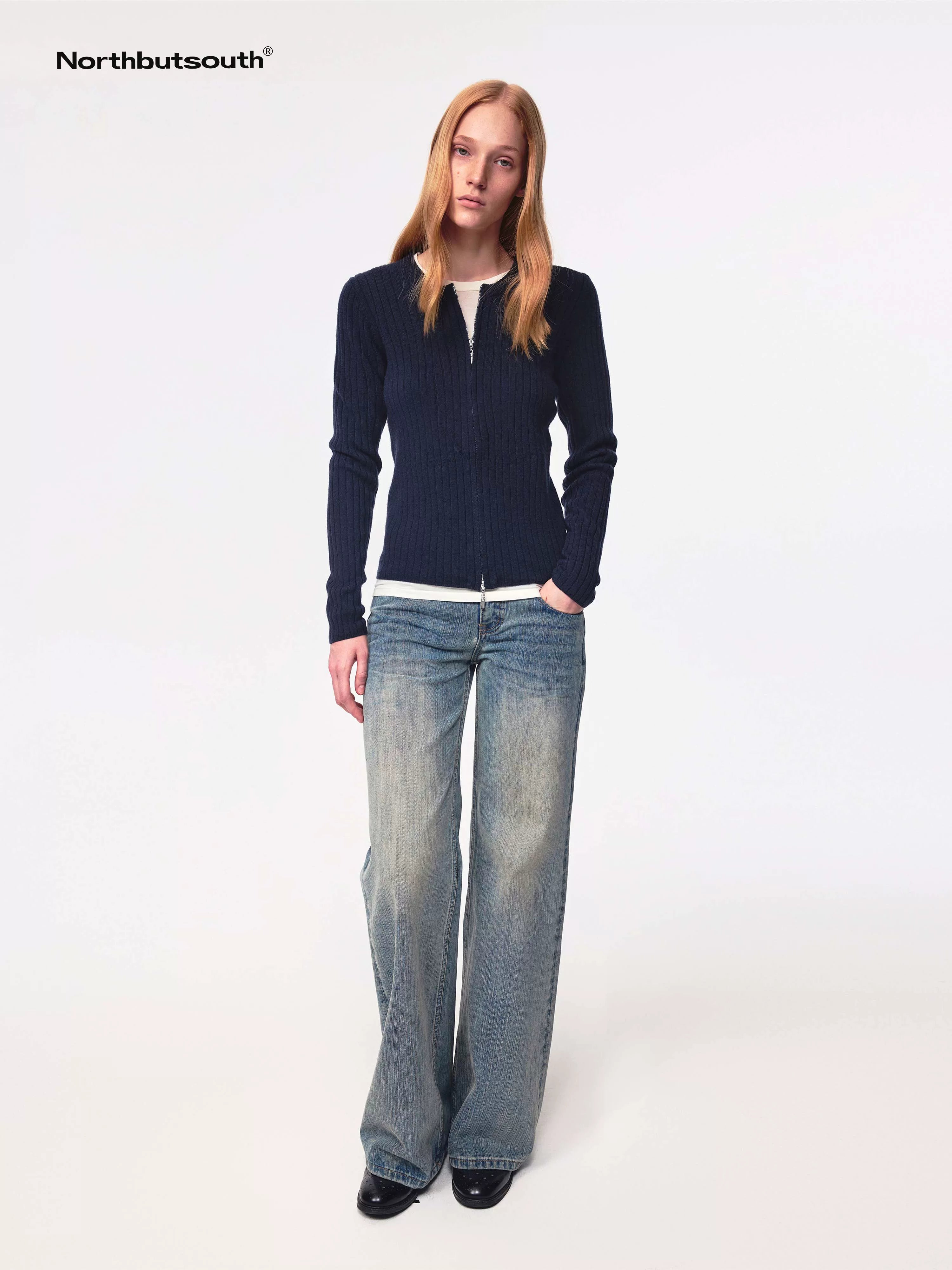 Thermo Soft Merino Cashmere Ribbed Dual Zip Cardigan