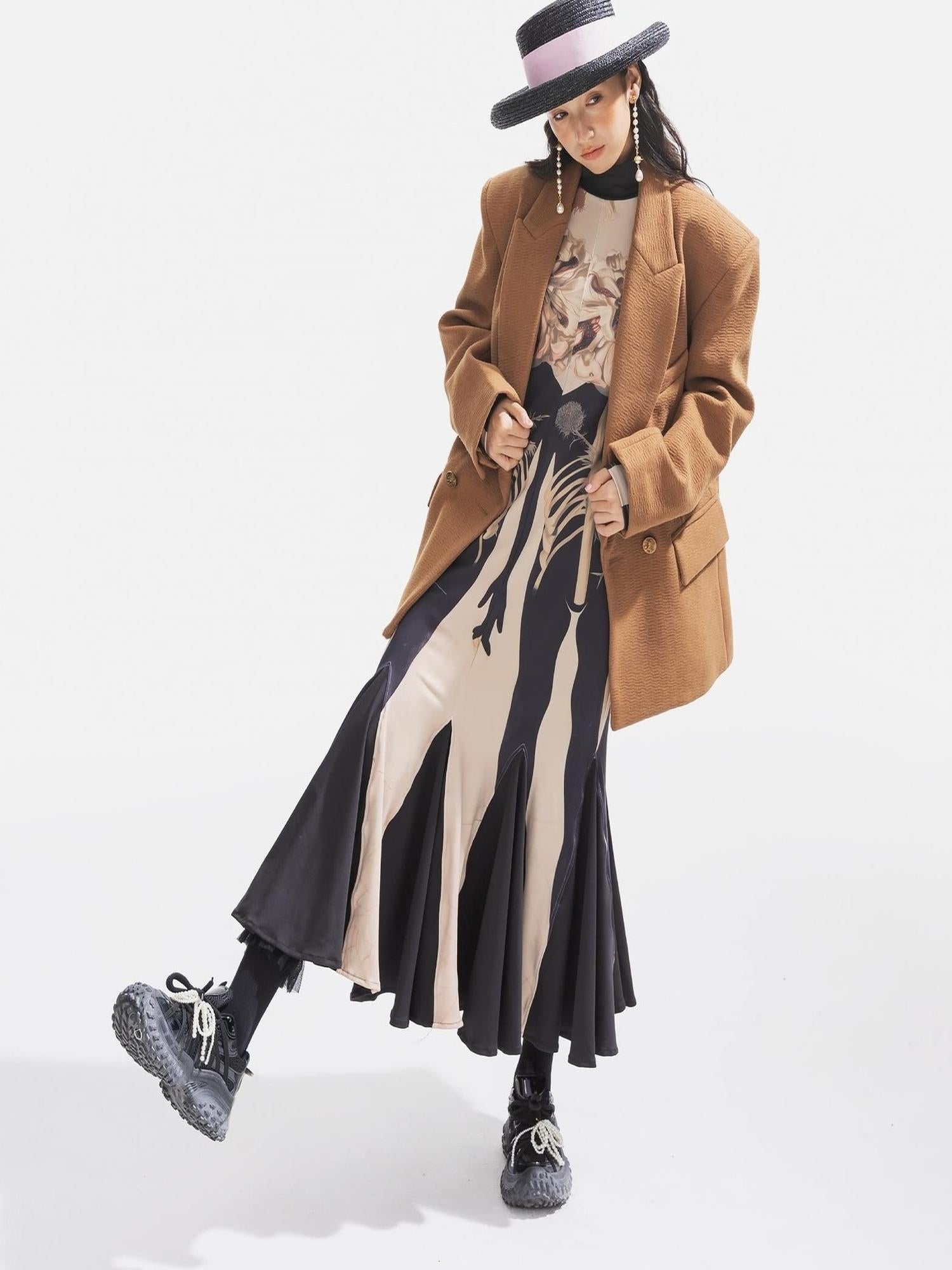 Sweet Mi Thickened Wool Jacquard Box Cut Women Winter Blazer