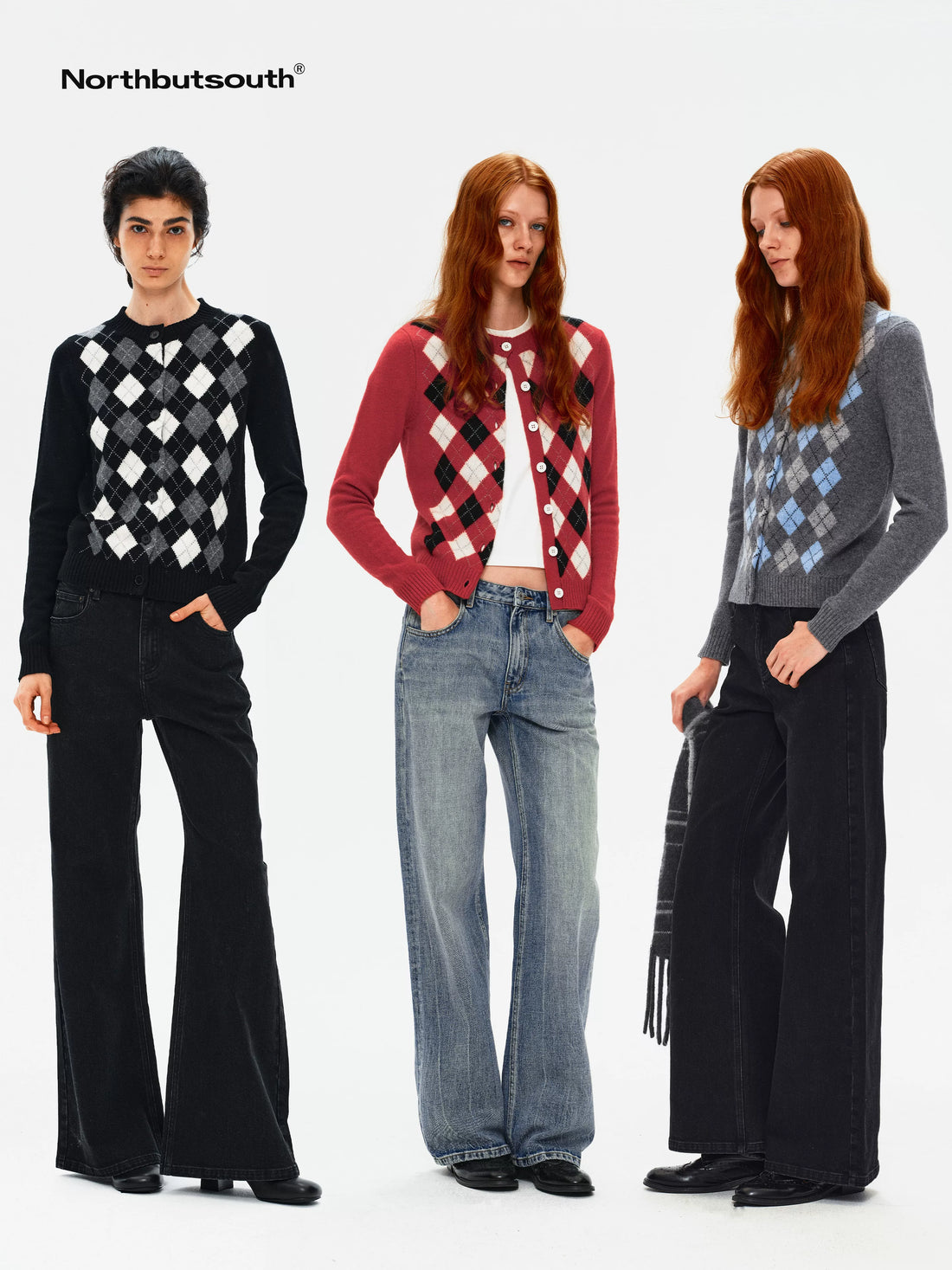 Three Color Diamond Contrast Slim Fit Women&