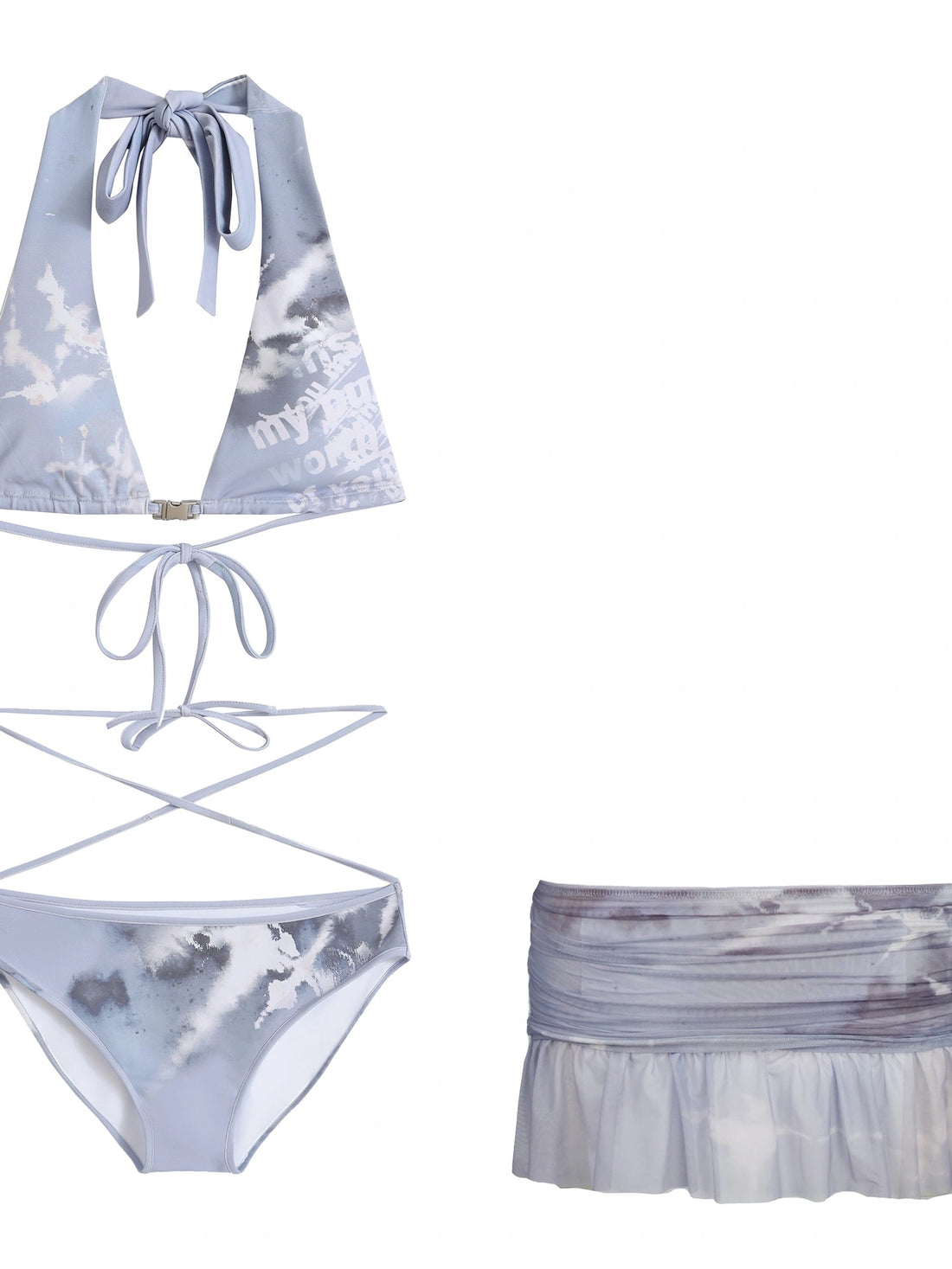 Underwater Dream Mesh Swimsuit Set V Neck T Shirt Long Sleeve