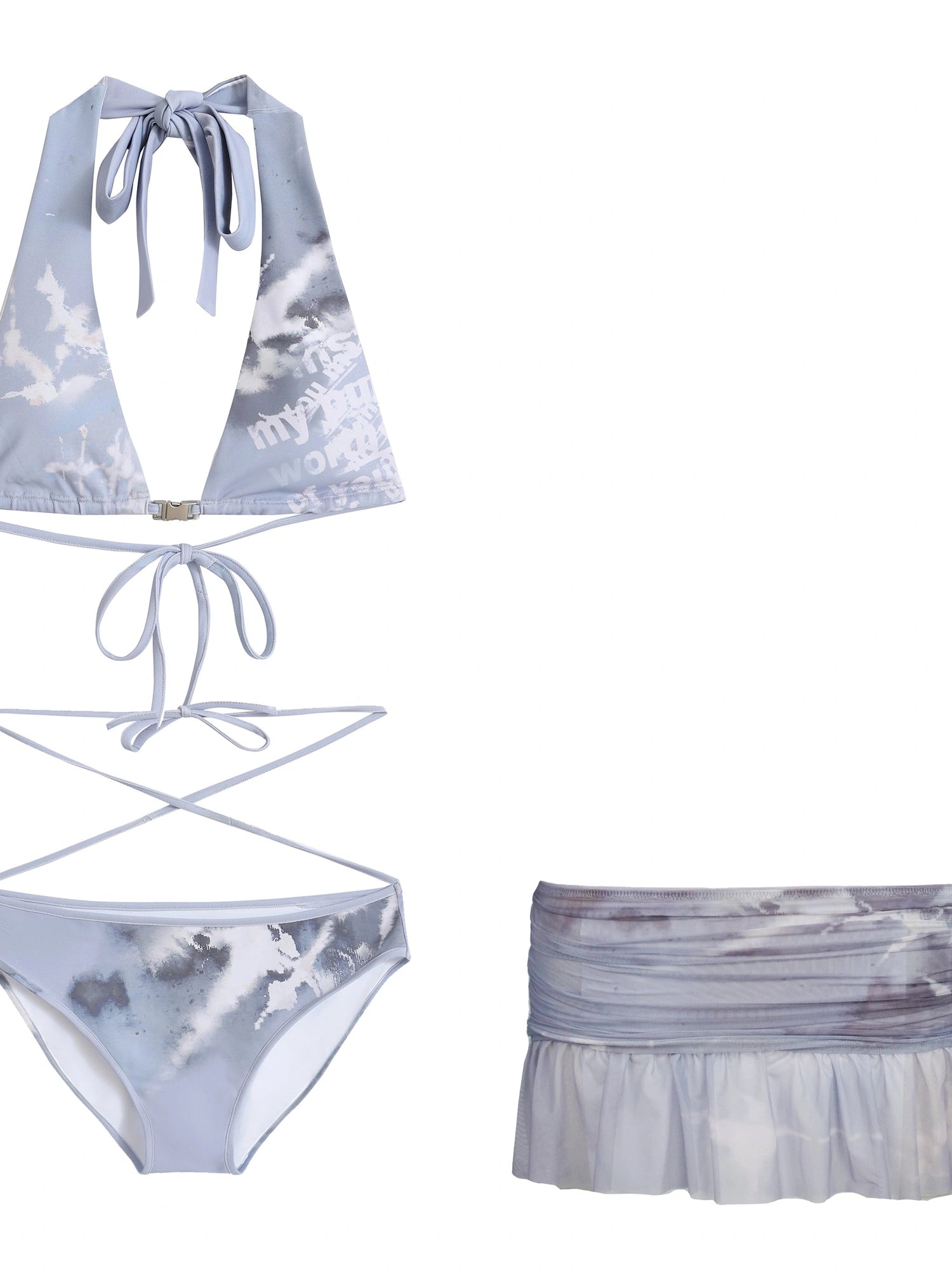 Underwater Dream Mesh Swimsuit Set V Neck T Shirt Long Sleeve