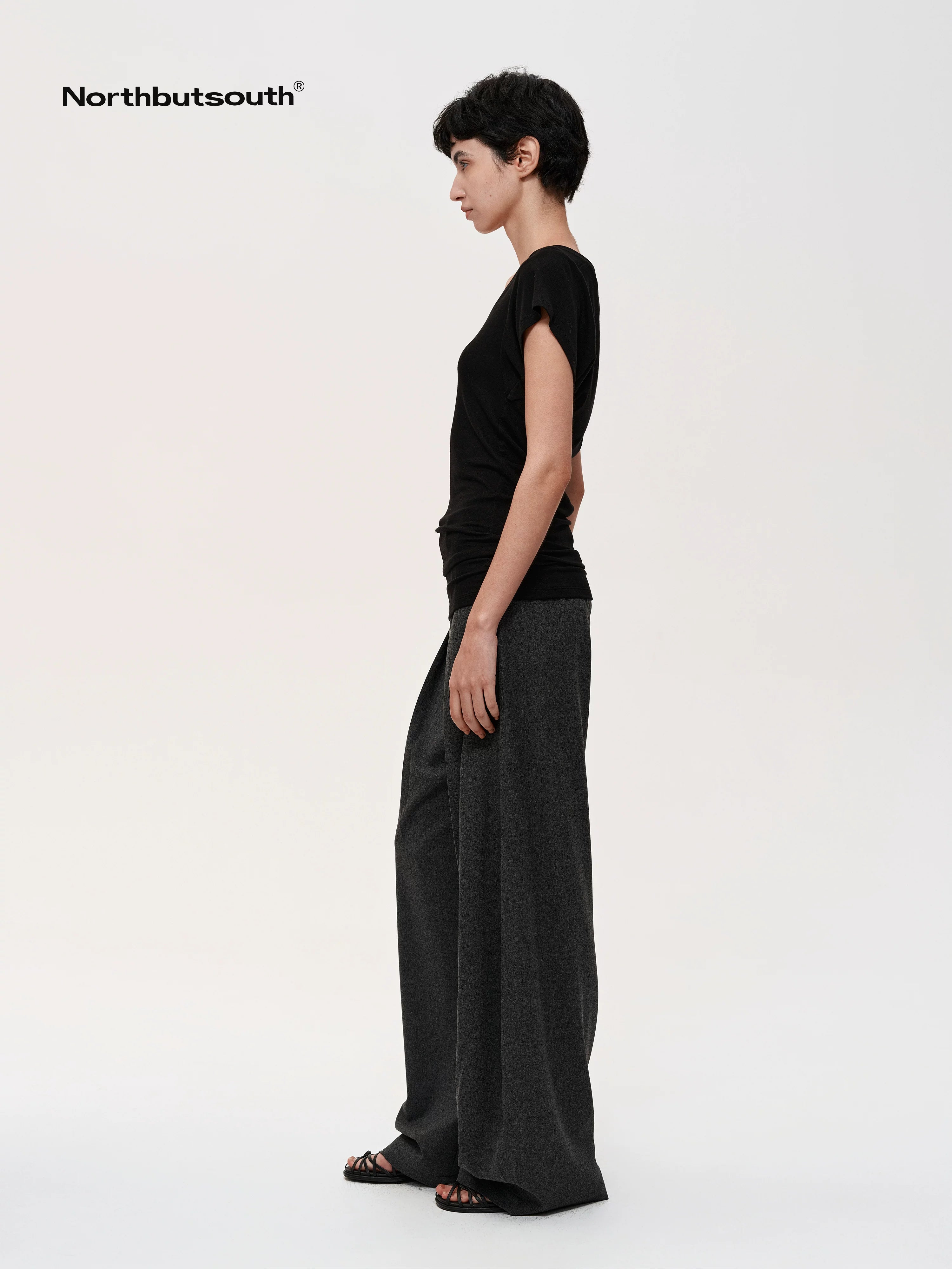 Three Tone Classic V-neck Stacked T-shirt Dress