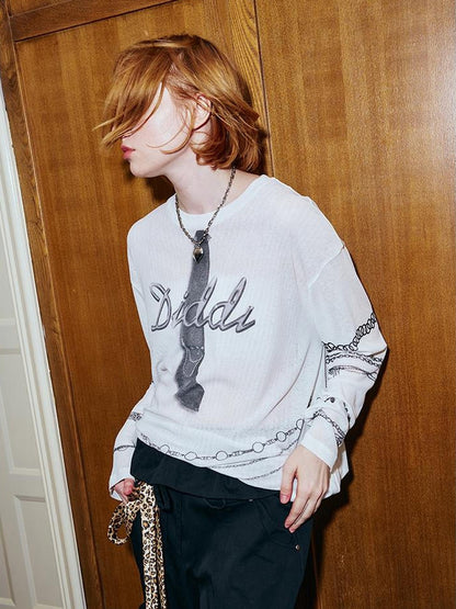 DIDDI MODA Tie Print Knit Top