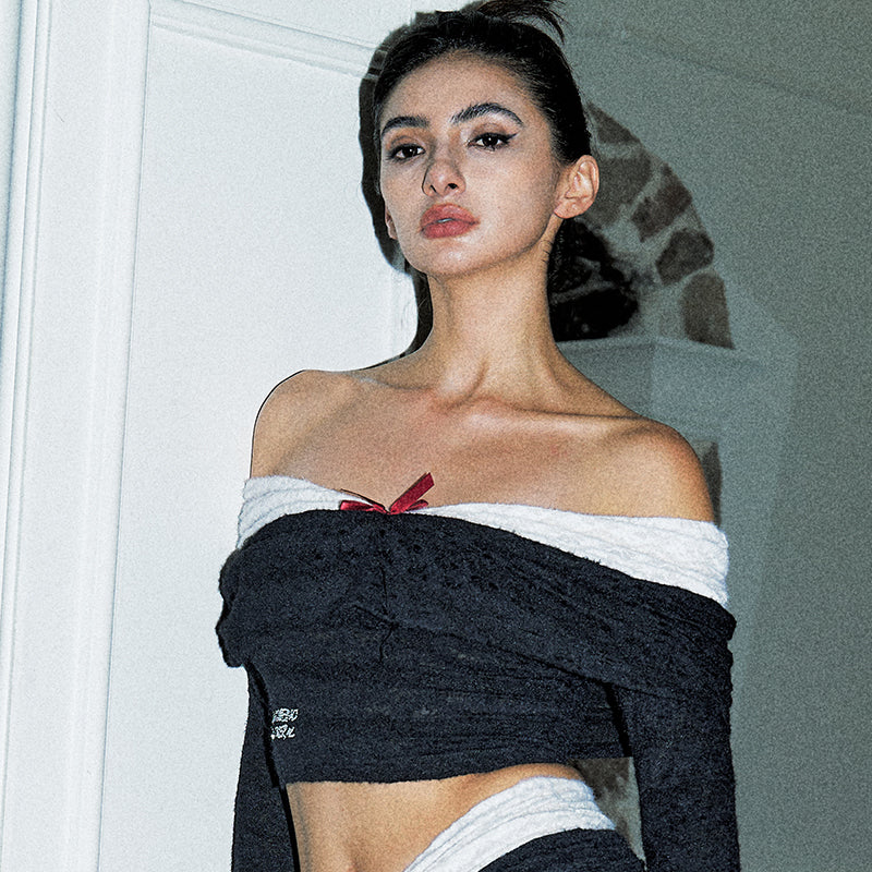 Update Anti Being General Sexy Black White Lace Contrast Long Dress V Neck Long Sleeve